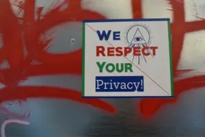 Poster that states 'We respect your privacy'